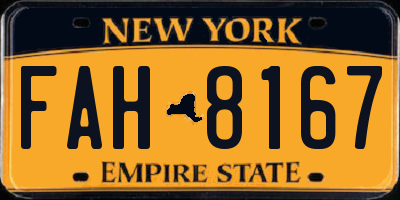 NY license plate FAH8167