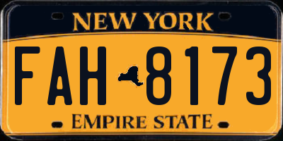 NY license plate FAH8173