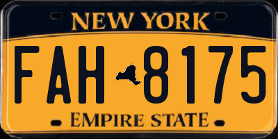 NY license plate FAH8175