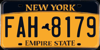 NY license plate FAH8179