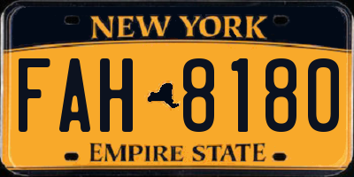 NY license plate FAH8180
