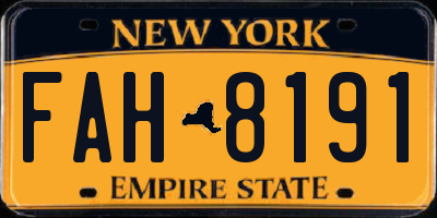 NY license plate FAH8191