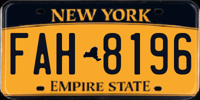 NY license plate FAH8196