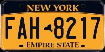 NY license plate FAH8217