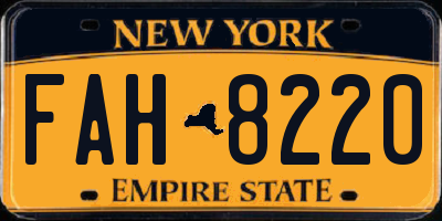 NY license plate FAH8220