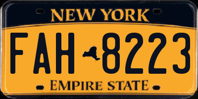 NY license plate FAH8223