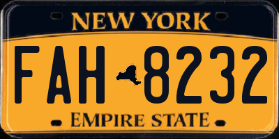 NY license plate FAH8232