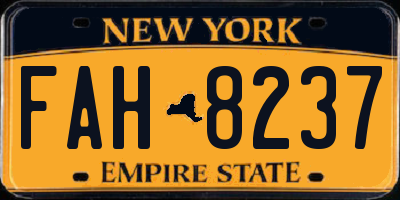 NY license plate FAH8237