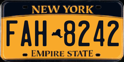 NY license plate FAH8242