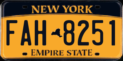 NY license plate FAH8251