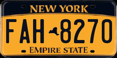 NY license plate FAH8270