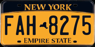 NY license plate FAH8275