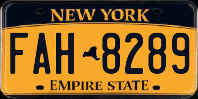 NY license plate FAH8289