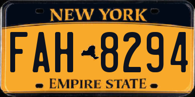 NY license plate FAH8294