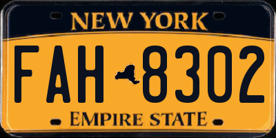 NY license plate FAH8302