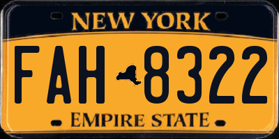 NY license plate FAH8322