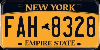 NY license plate FAH8328