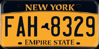 NY license plate FAH8329