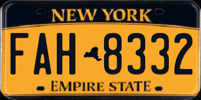 NY license plate FAH8332