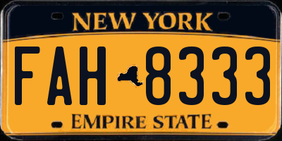 NY license plate FAH8333