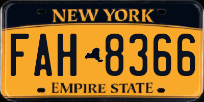 NY license plate FAH8366