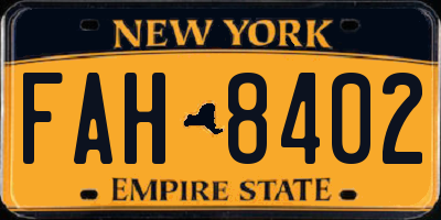 NY license plate FAH8402