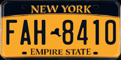 NY license plate FAH8410