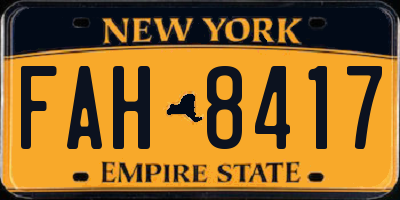 NY license plate FAH8417