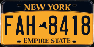 NY license plate FAH8418