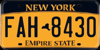 NY license plate FAH8430