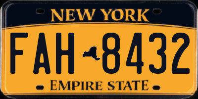 NY license plate FAH8432