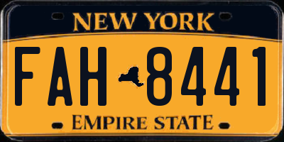NY license plate FAH8441