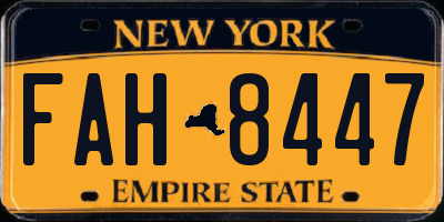 NY license plate FAH8447