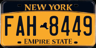 NY license plate FAH8449
