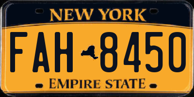 NY license plate FAH8450