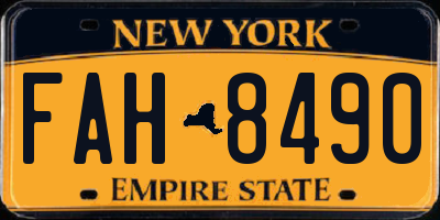 NY license plate FAH8490