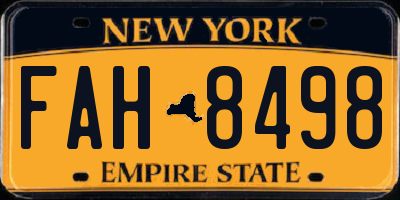 NY license plate FAH8498