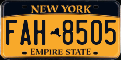 NY license plate FAH8505