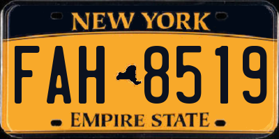 NY license plate FAH8519