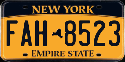 NY license plate FAH8523