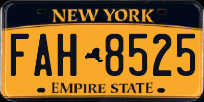NY license plate FAH8525