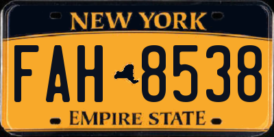 NY license plate FAH8538