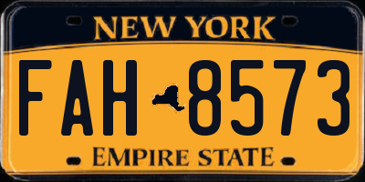 NY license plate FAH8573