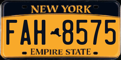 NY license plate FAH8575
