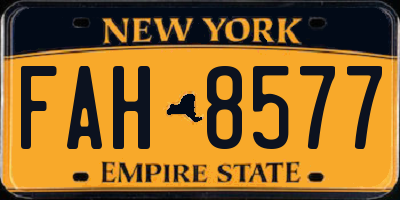 NY license plate FAH8577
