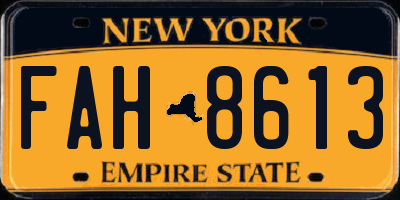 NY license plate FAH8613