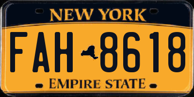 NY license plate FAH8618