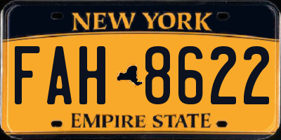 NY license plate FAH8622