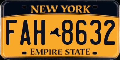 NY license plate FAH8632
