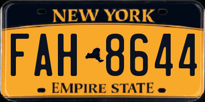 NY license plate FAH8644